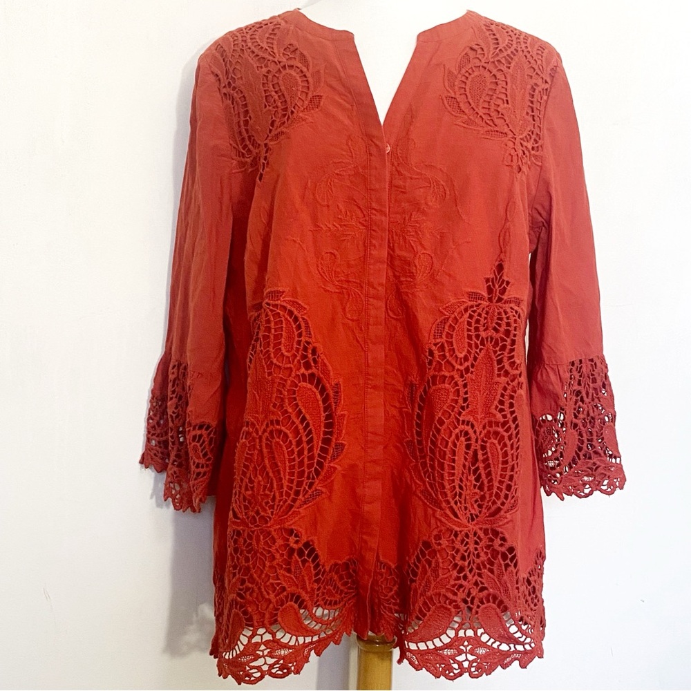 Chico's Red Lace Blouse